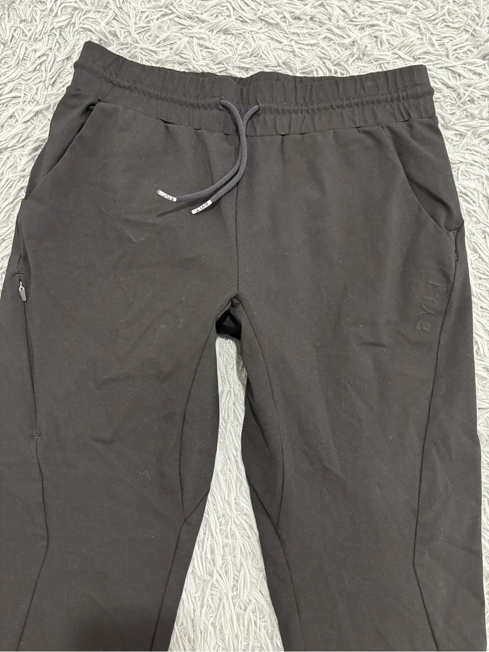 BYLT Active Jogger Men's Large Black Tapered Pants Stretch Drawstring Gym Sport